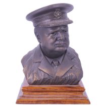 A cold-cast bronze portrait bust of Sir Winston Churchill as RAF Air Commodore, a limited edition of