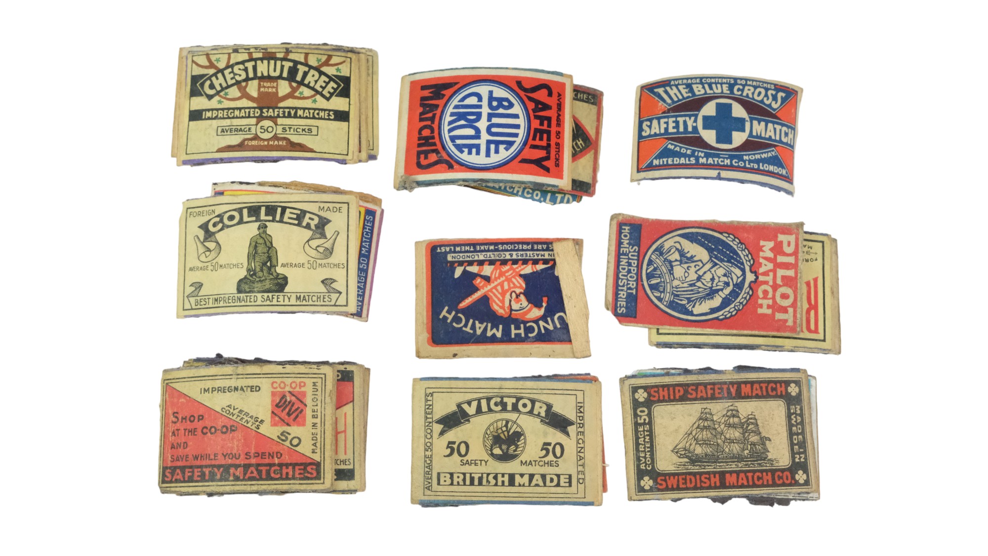 A collection of early 20th Century matchbox labels in a cigar box - Image 2 of 4