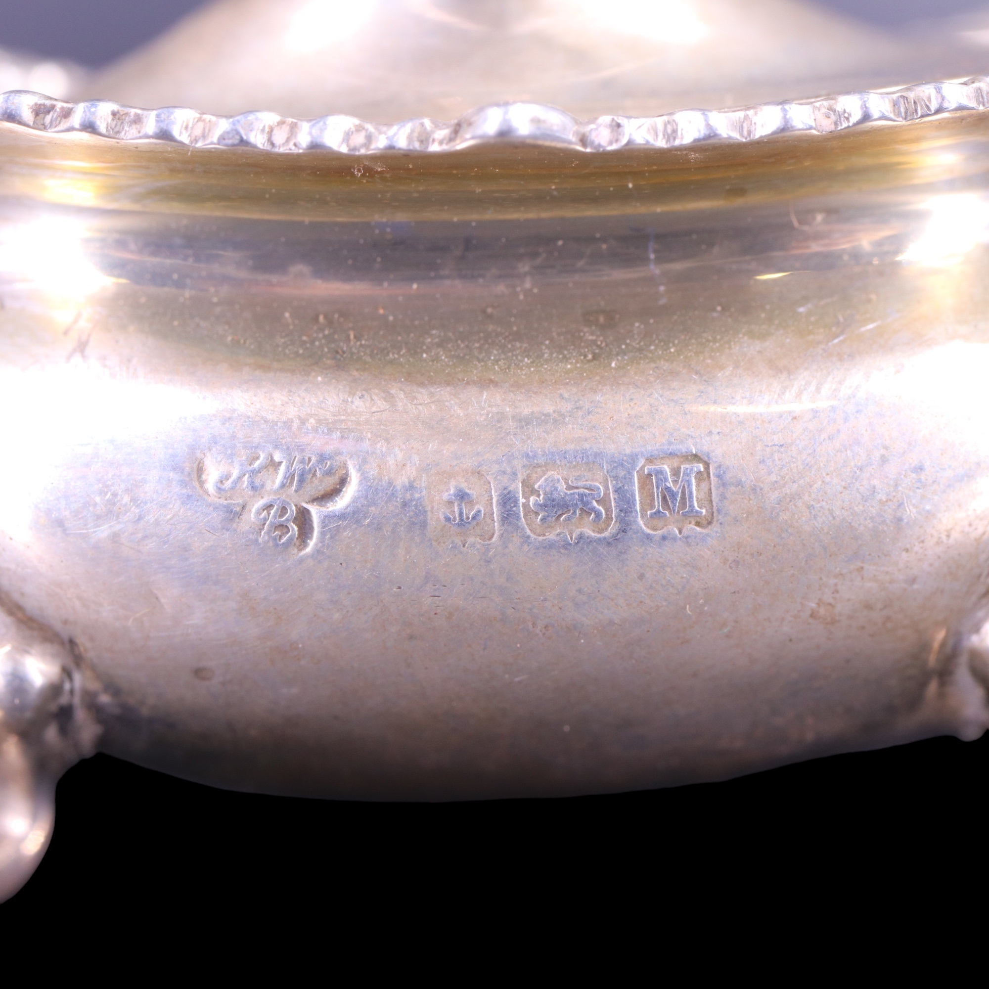 A George V Harrods silver condiment set, London, 1936, (107 g excluding cobalt blue salt cellar - Image 5 of 7