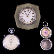 A late 20th Century Stadion stopwatch together with an electroplated pocket compass and a Superior