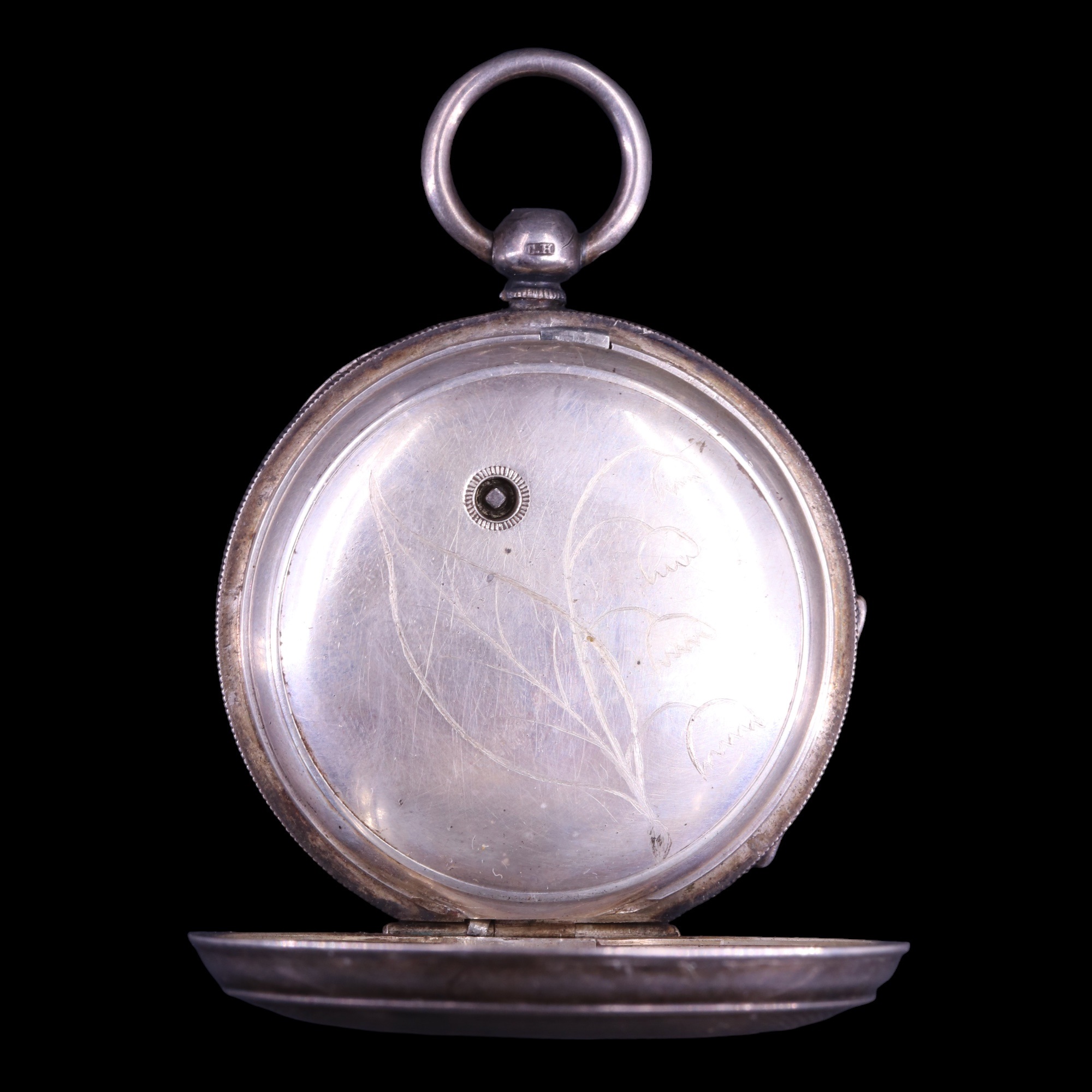 A late Victorian silver pocket watch, having a key-wound movement, the inner case back engraved with - Image 3 of 6