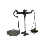 A Victorian iron beam scales and weights, 40 cm high