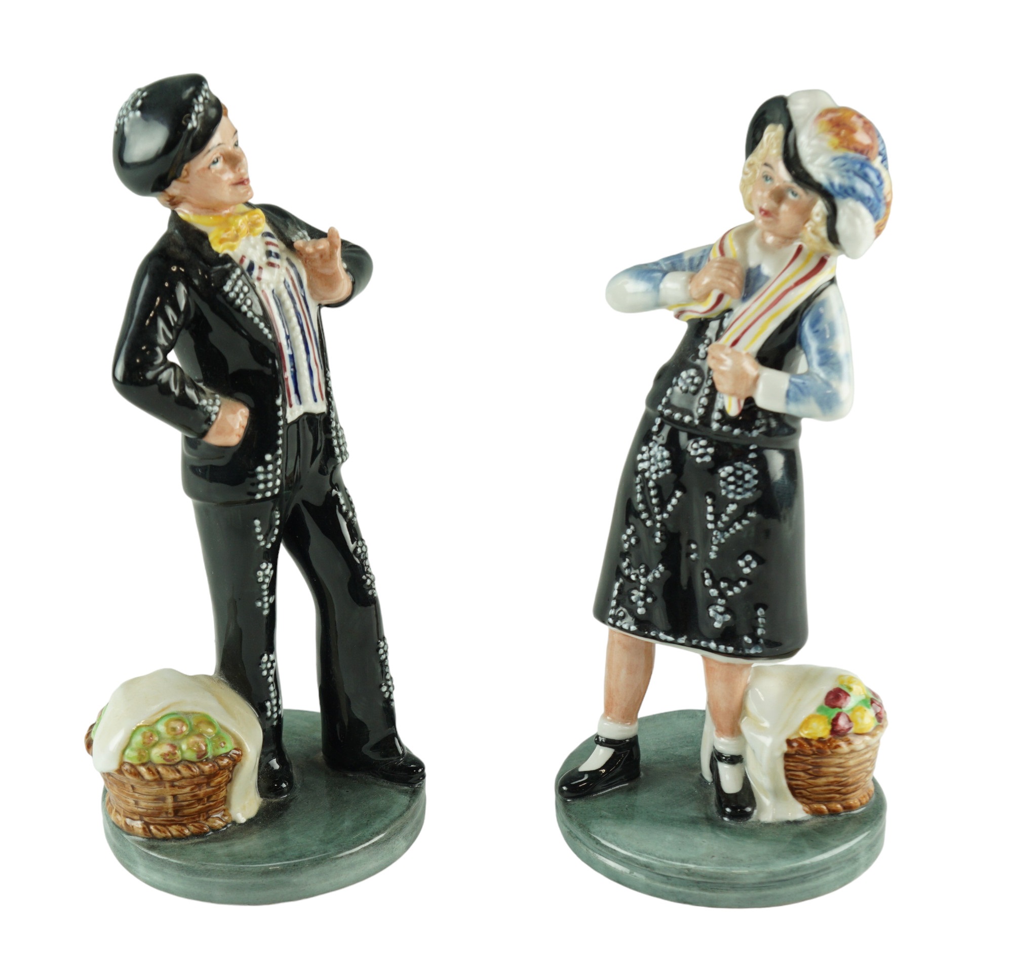 Two Royal Doulton figurines: Pearly Boy and Pearly Girl, 20 cm - Image 6 of 9