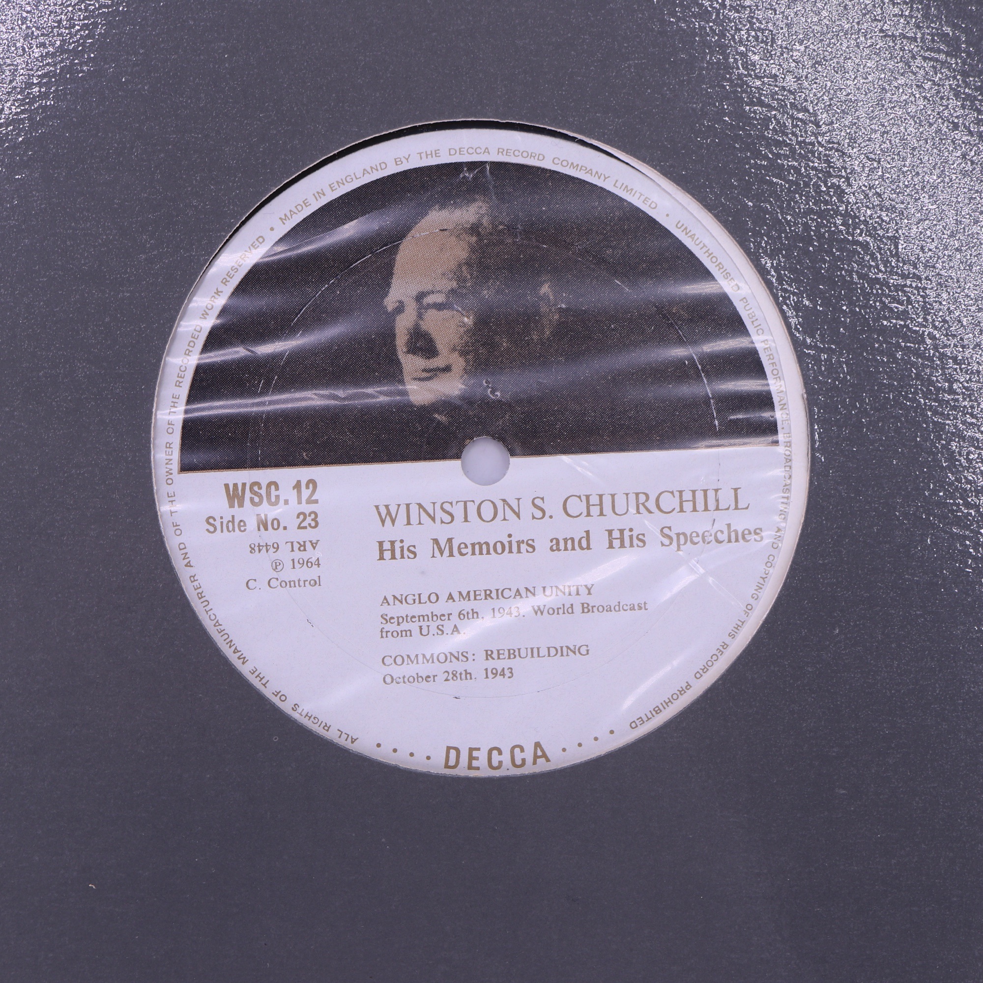 A 12-disc set of "Winston S Churchill, His Memoirs and His Speeches" 33 rpm vinyl records, Decca, - Image 13 of 13