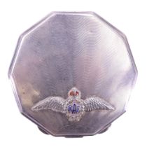 A 1940s RAF enamelled silver sweetheart or WRAF powder compact, 6.5 cm