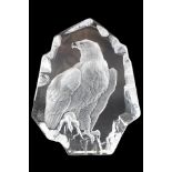 A Mat Jonasson eagle glass paperweight, 15 x 19 cm