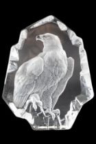 A Mat Jonasson eagle glass paperweight, 15 x 19 cm
