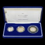 A cased Royal Mint limited edition 2003 Silver Proof Piedfort three coin collection