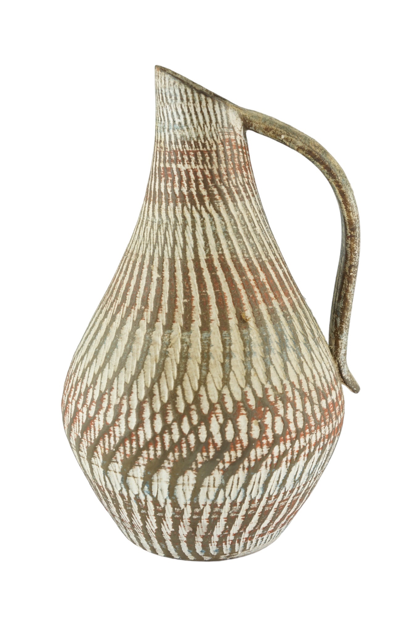 A mid-20th Century German Dumler Breiden studio pottery flower jug, sgraffito decorated and