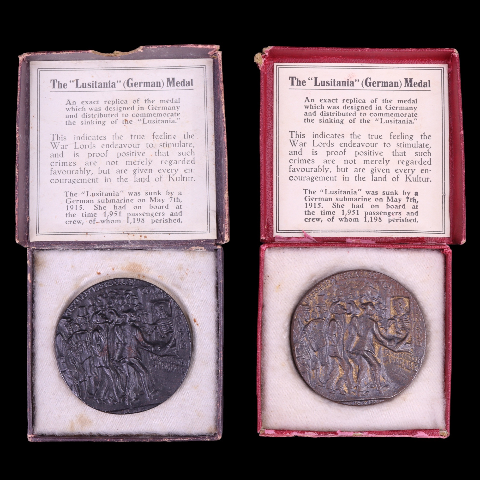 Two Lusitania medals in cartons, together with a related leaflet - Image 3 of 3