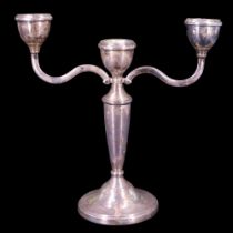A QEII silver candelabrum, William Adams Ltd, Birmingham, 1977, 20 cm, 358 g (loaded)