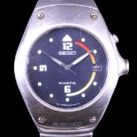 A vintage Seiko Kinetic stainless steel wristwatch, having a calibre 5M42 kinetic movement, black
