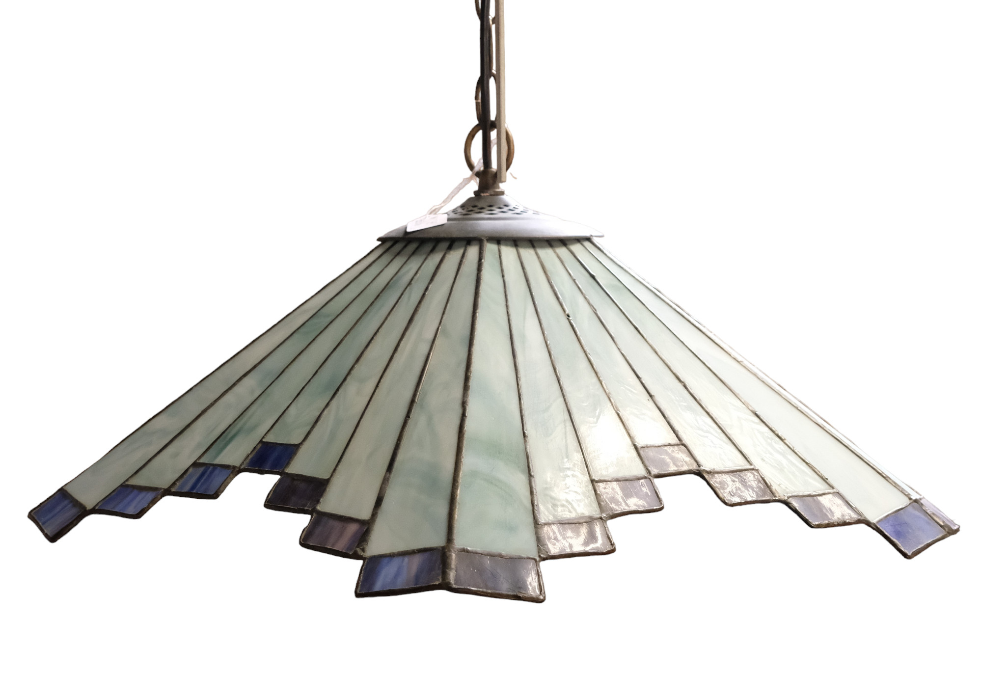 A pair of Tiffany-style lead glass pendant light fittings, 55.5 cm diameter - Image 2 of 3