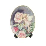 A boxed Royal Worcester "The Rose Fairy" Flower Fairies 75th anniversary dish, 1998, 21.5 x 16.5 cm