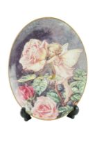 A boxed Royal Worcester "The Rose Fairy" Flower Fairies 75th anniversary dish, 1998, 21.5 x 16.5 cm