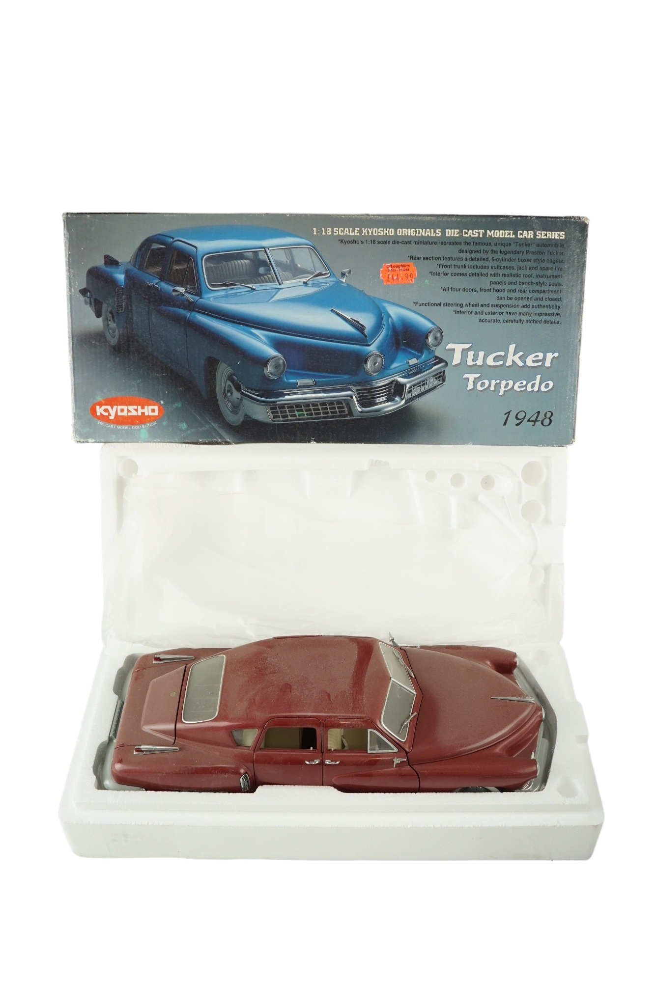 Two Kyosho diecast model cars comprising a BMW V12 LMR and a Tucker Torpedo 1848, 1:18 scale - Image 2 of 3
