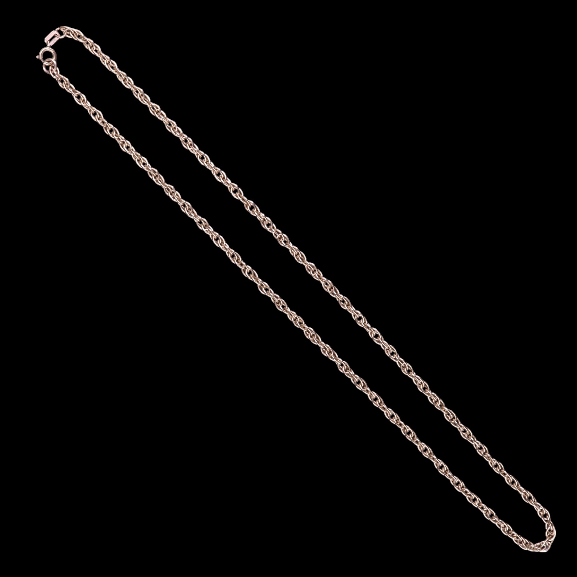 A 9ct gold open rope link neck chain, 45 cm, 9.3 g