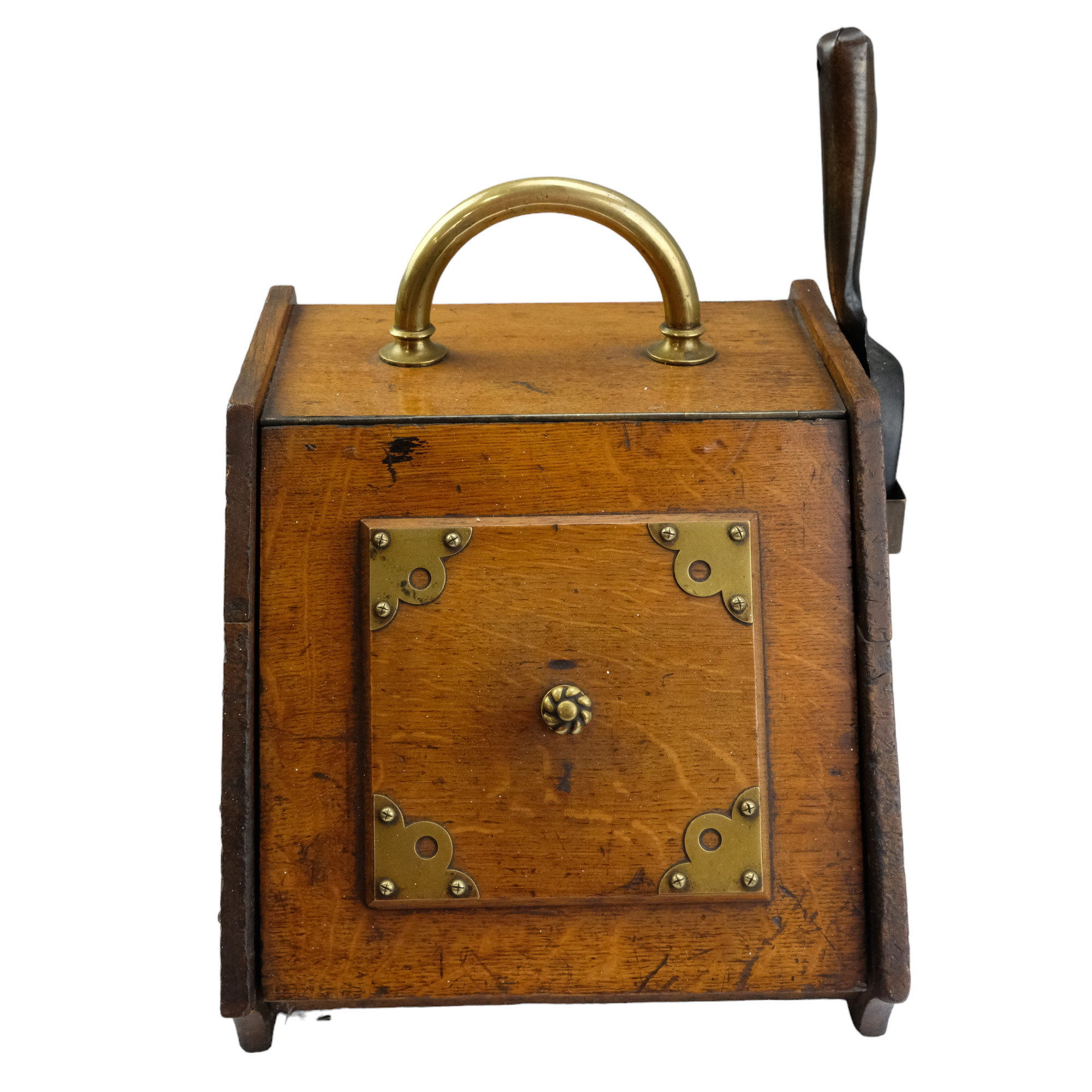 A Victorian brass-mounted oak coal box - Image 2 of 5