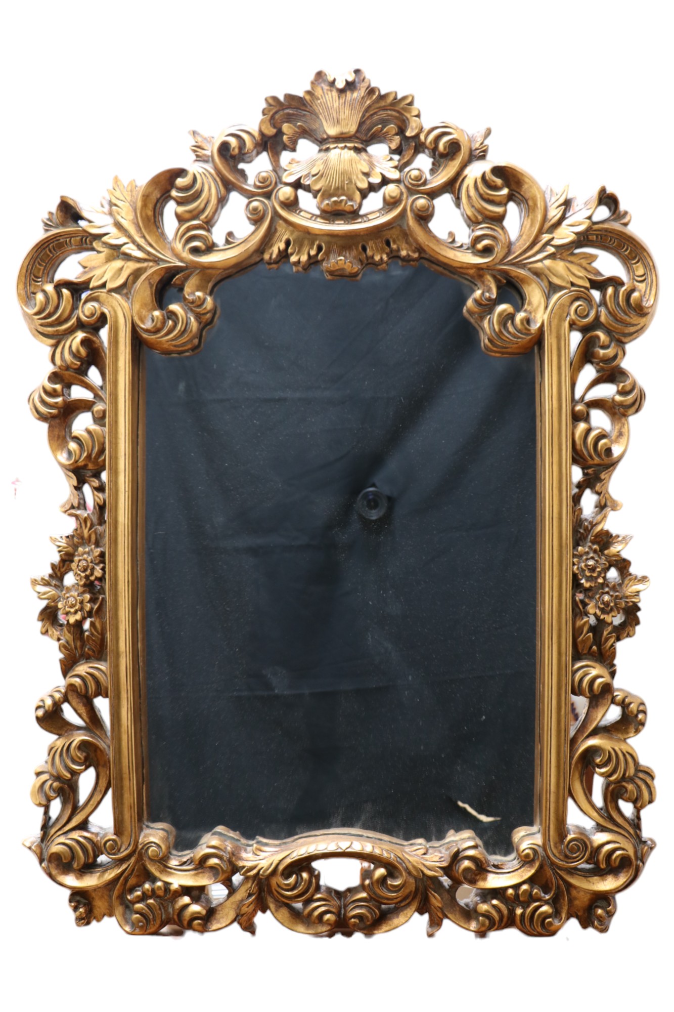 A large late 20th Century gilt framed wall mirror, 107.5 x 77 cm overall
