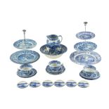 A quantity of Spode Italian blue-and-white dinnerware including two cake stands, a bowl, jug, etc