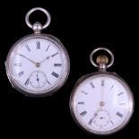 A late 19th Century silver pocket watch, having a crown-wound and pin-set movement, (un-named,