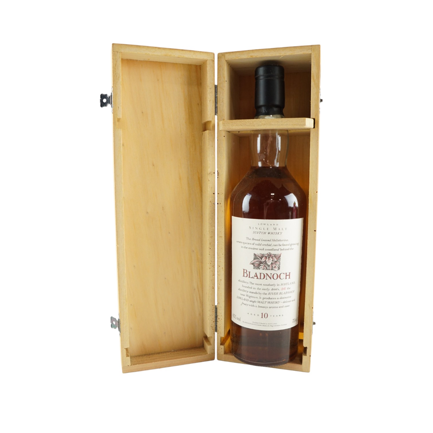 A bottle of Bladnoch 10 year old Lowland single malt Scotch whisky, in original wooden box, 70 cl - Image 3 of 3