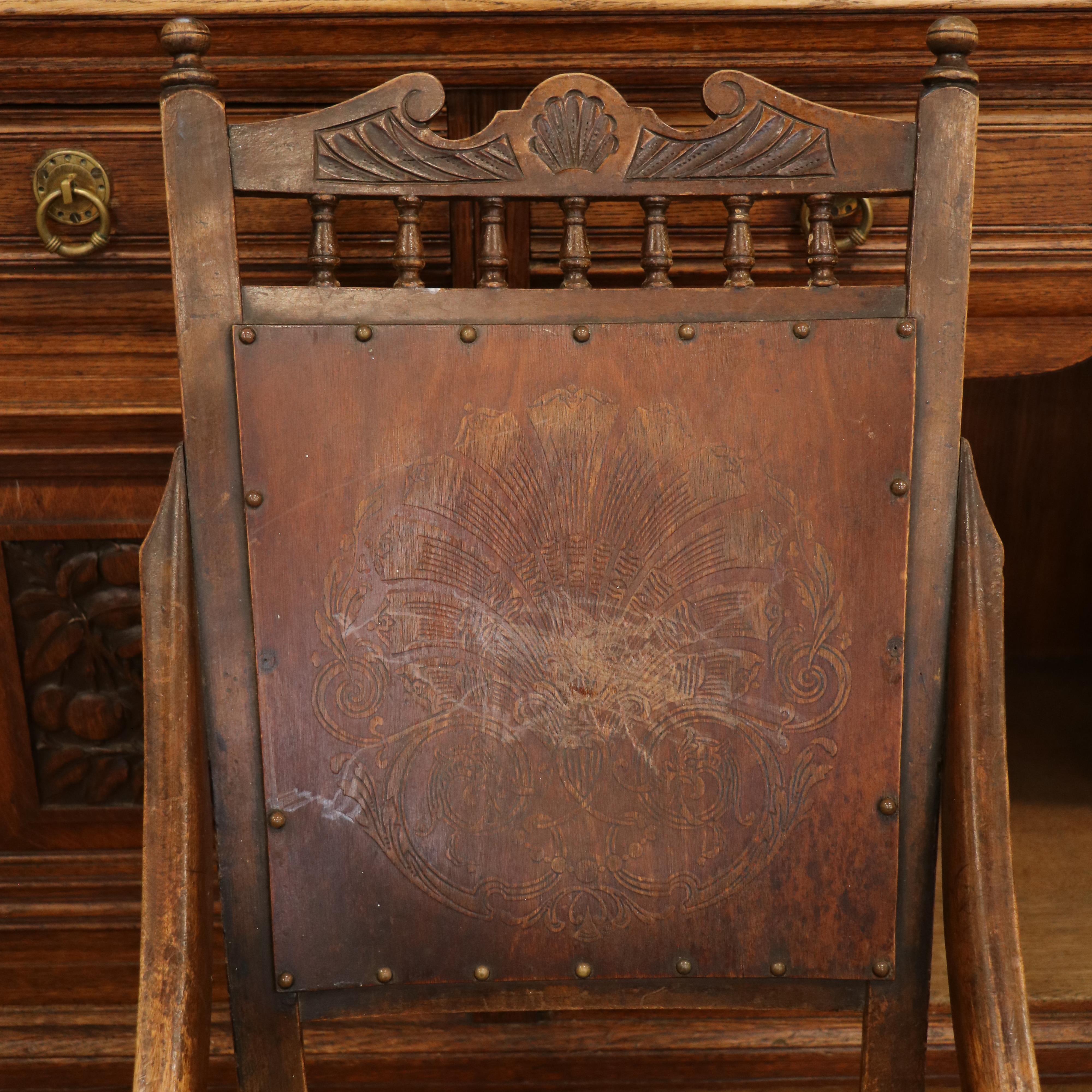 A late 19th Century rocking chair, having a pressed decorative plywood back and seat - Image 4 of 4