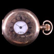 An early 20th Century Waltham rolled-gold half-hunter pocket watch, having a crown-wound 15-jewel