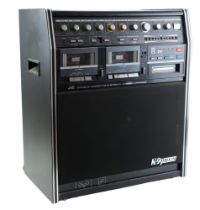 A 1980s JVC K-99 stereo double cassette and 8-track karaoke PA system, 61 cm x 52 cm x 30 cm