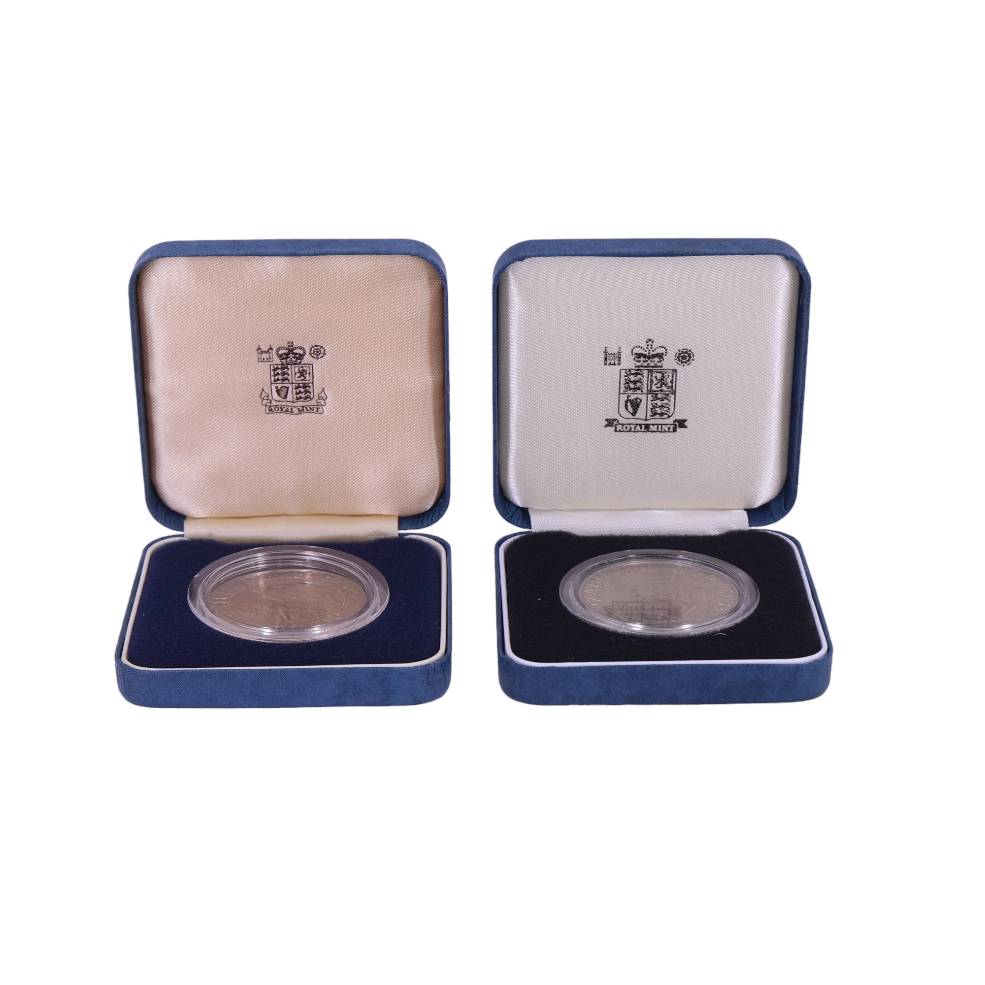 Two cased silver 1977 royal commemorative crowns together with related Pleasington Parish Council