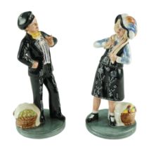 Two Royal Doulton figurines: Pearly Boy and Pearly Girl, 20 cm
