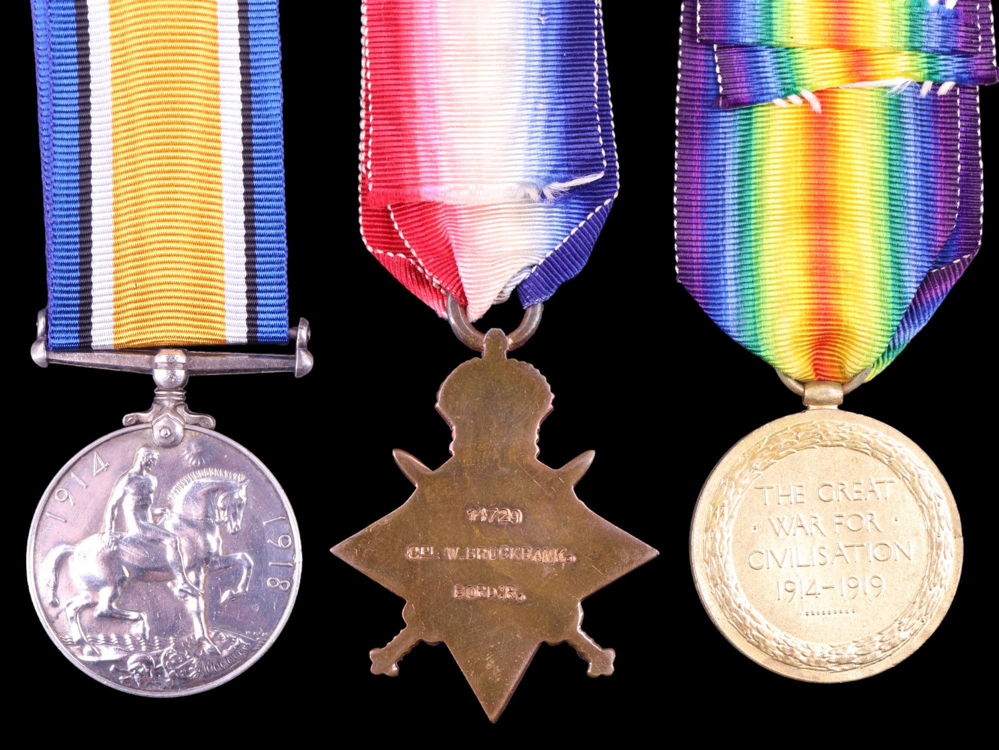 A 1914-15 Star, British War and Victory medals to 14729 Acting Corporal William Brockbanks, Border - Image 3 of 9