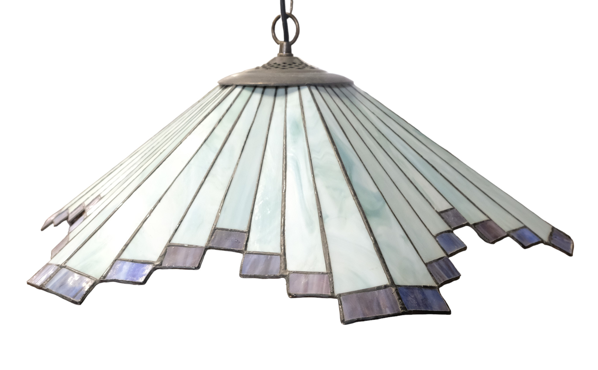 A pair of Tiffany-style lead glass pendant light fittings, 55.5 cm diameter - Image 3 of 3