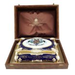 A 1970s Paragon Winston Churchill centenary commemorative bone china cigar casket, of bombe oblong