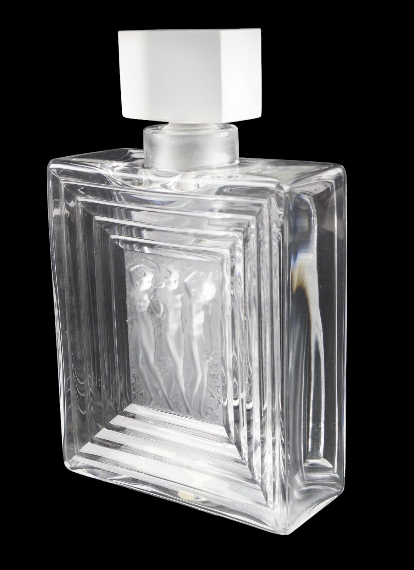 A Lalique Art Deco Duncan No 2 glass perfume bottle, of rectangular form and centred by a frosted - Image 3 of 6