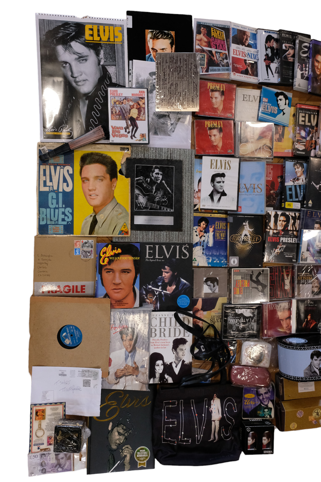 A large collection of Elvis Presley memorabilia including vinyl records, ceramics, CDs, books, - Image 2 of 4
