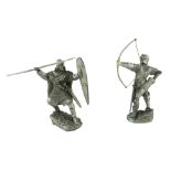 Two Les Etains de Graal of Paris diecast pewter model Saxon and Medieval soldiers, comprising Harold