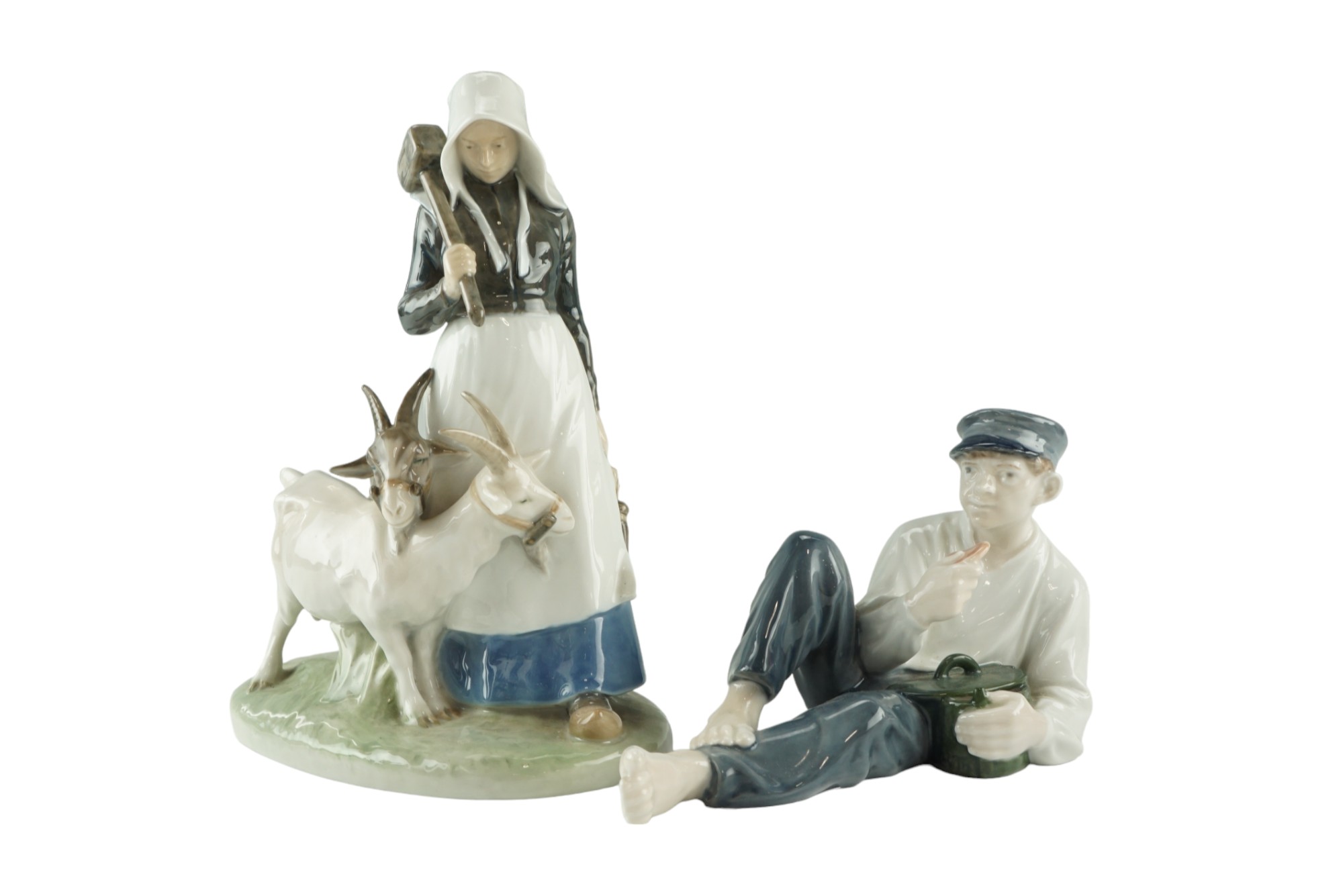 Four Royal Copenhagen figurines: Goat Herder, Shepherd etc, tallest 24 cm - Image 3 of 6