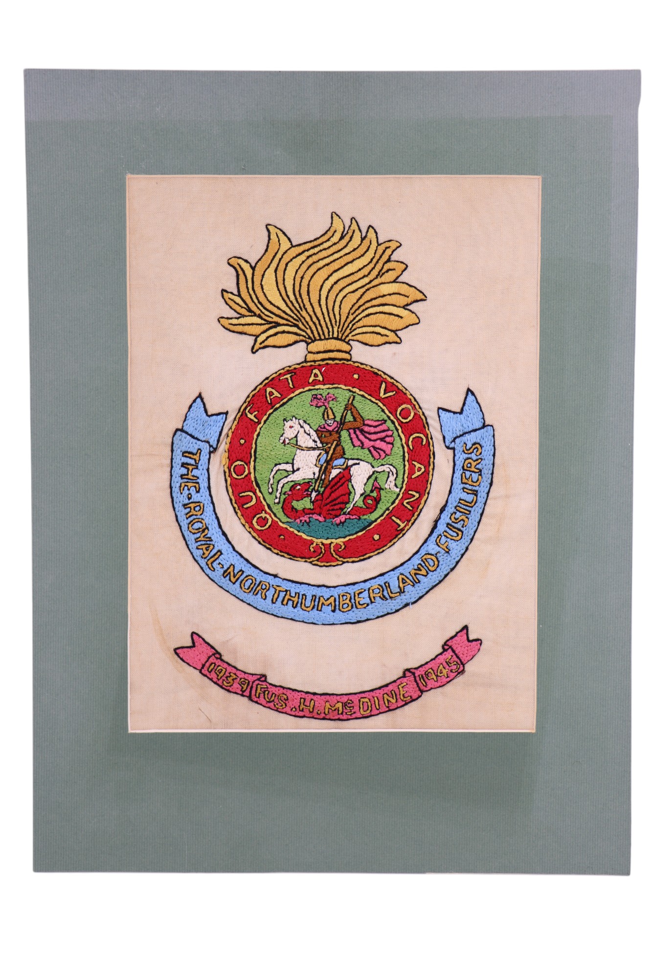 A Great War embroidered silk sampler commemorating the Northumberland Fusiliers, presented at - Image 3 of 3