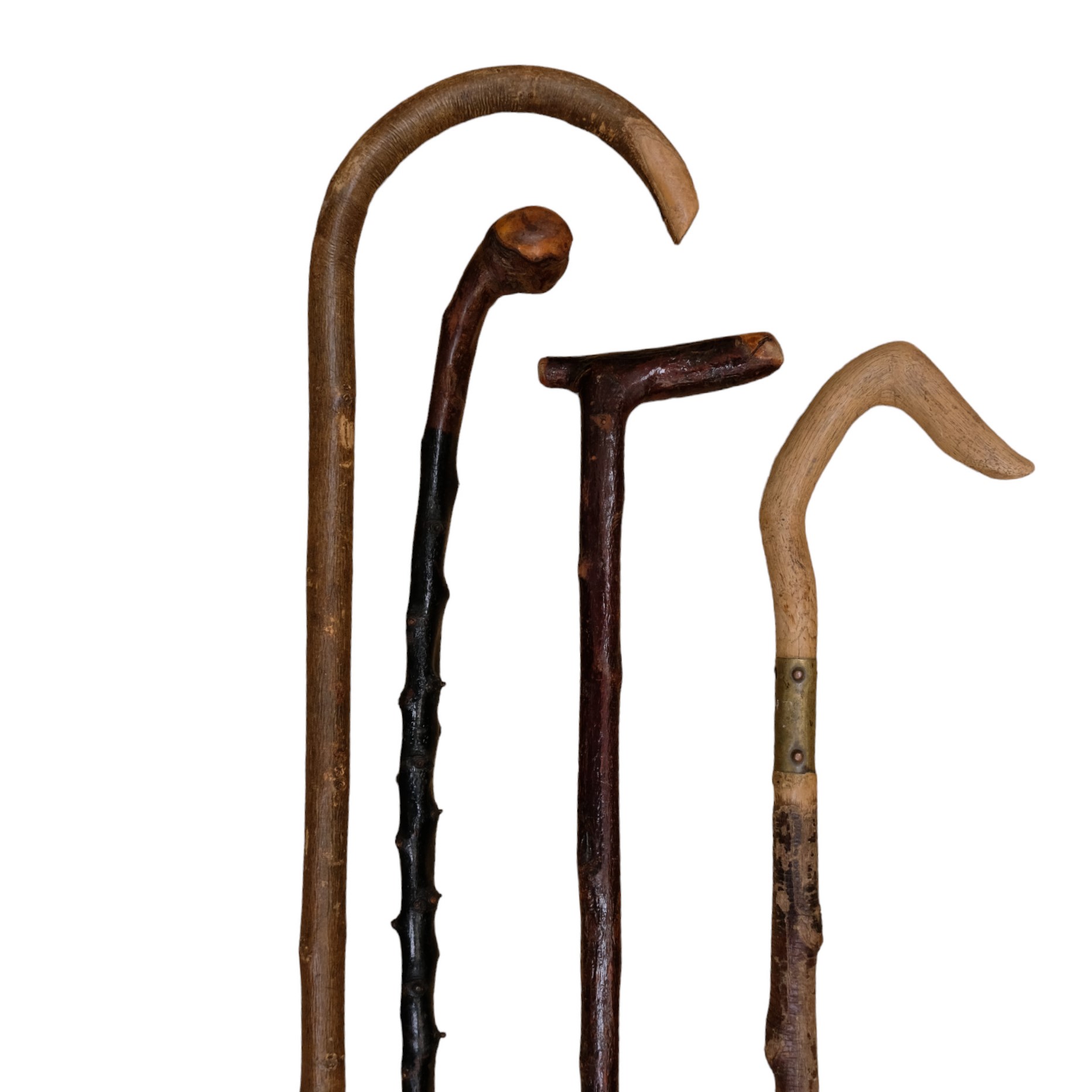 Four rustic wooden walking sticks - Image 2 of 2