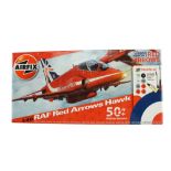 An Airfix RAF Red Arrows Hawk model kit, 1:48 scale