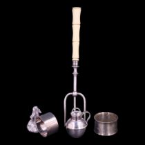 A Victorian Ivorine-handled electroplate bread fork together with a miniature Guernsey milk churn