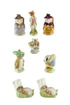Eight Royal Albert Beatrix Potter's Peter Rabbit figurines including Benjamin Wakes Up, Foxy