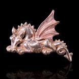 A contemporary Clogau Welsh two-colour 9 ct gold brooch in the form of a Welsh dragon, 33 mm, 7.2 g