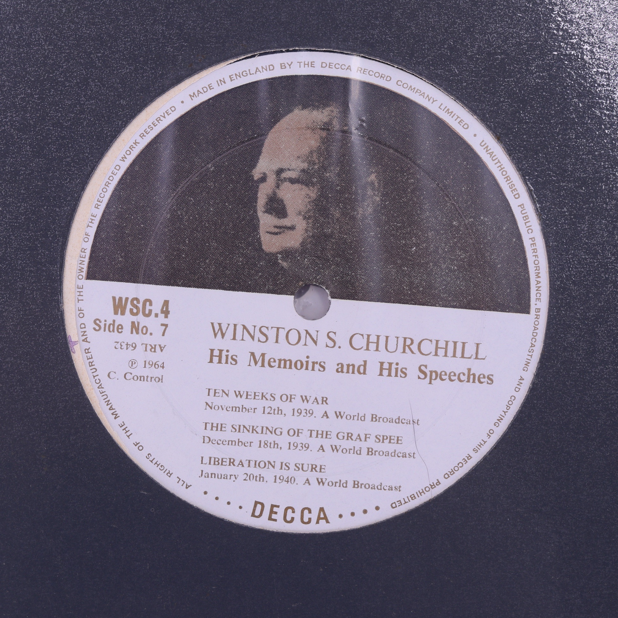 A 12-disc set of "Winston S Churchill, His Memoirs and His Speeches" 33 rpm vinyl records, Decca, - Image 5 of 13