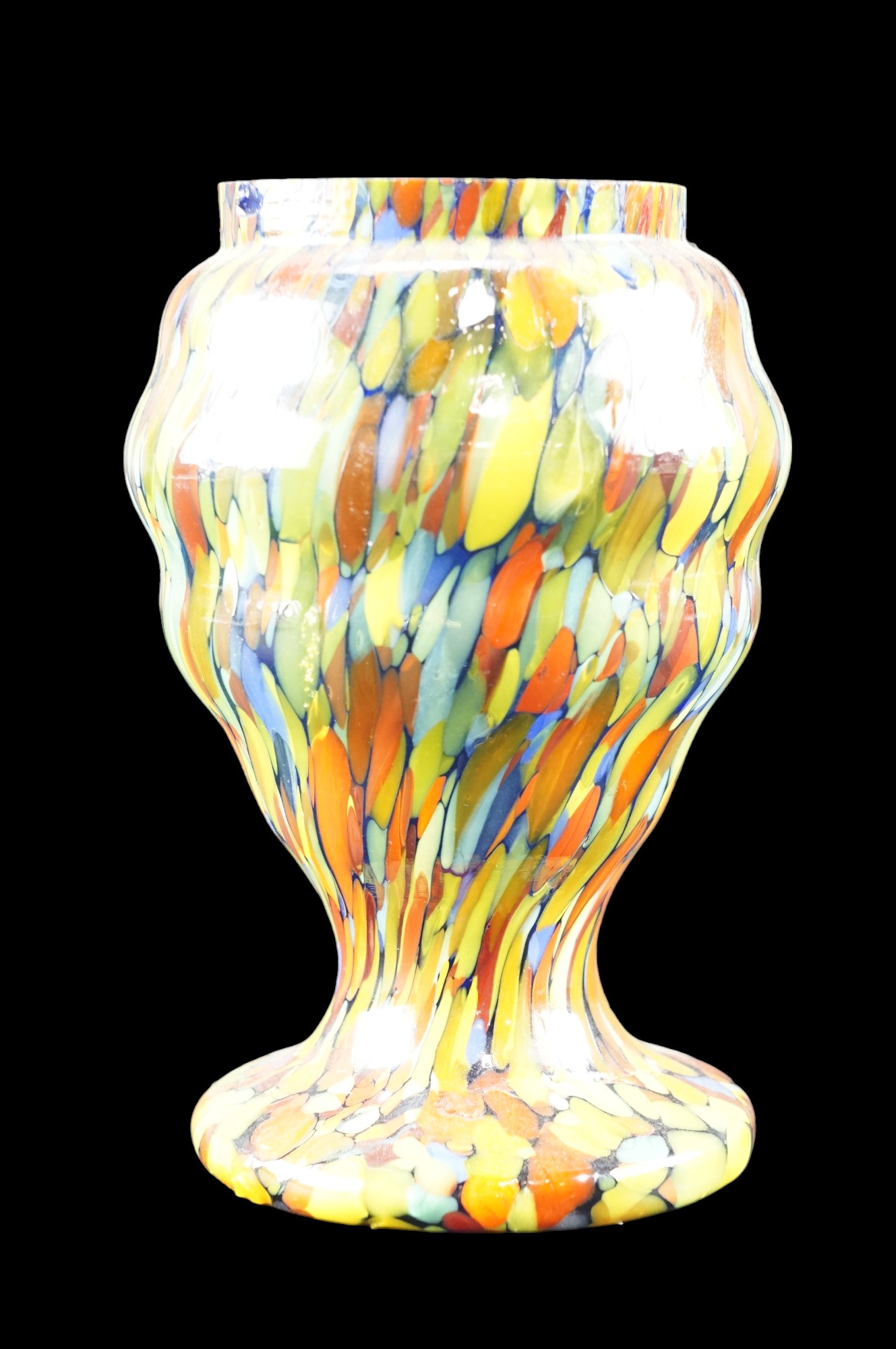 A millefiori / splatter style glass vase, circa 1930s, 13.5 cm - Image 2 of 3