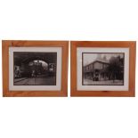 A pair of photographs of early 20th Century Carlisle, one depicting two gentlemen stood outside