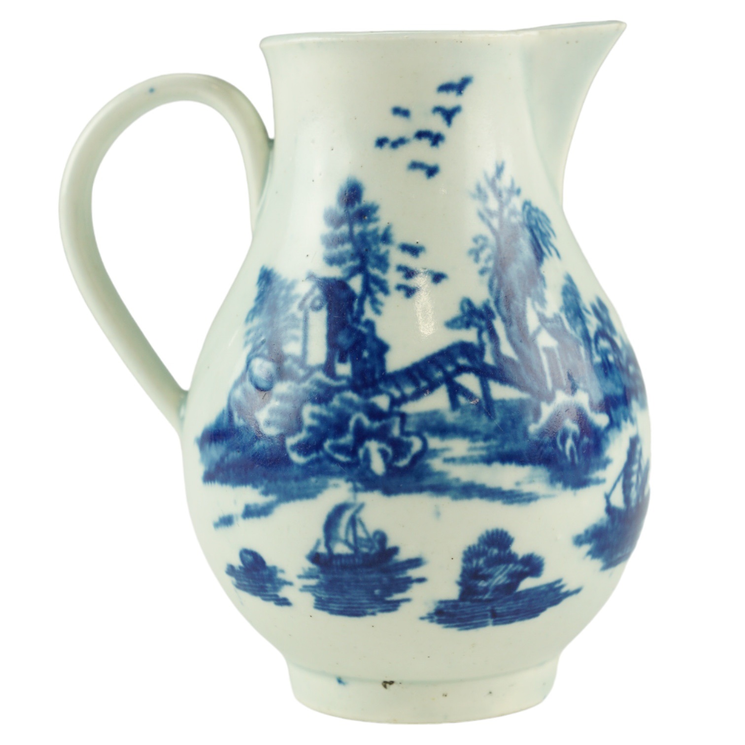 A late 18th Century Worcester blue-and-white sparrow beak baluster cream jug, circa 1760, 9.5 cm - Image 3 of 6