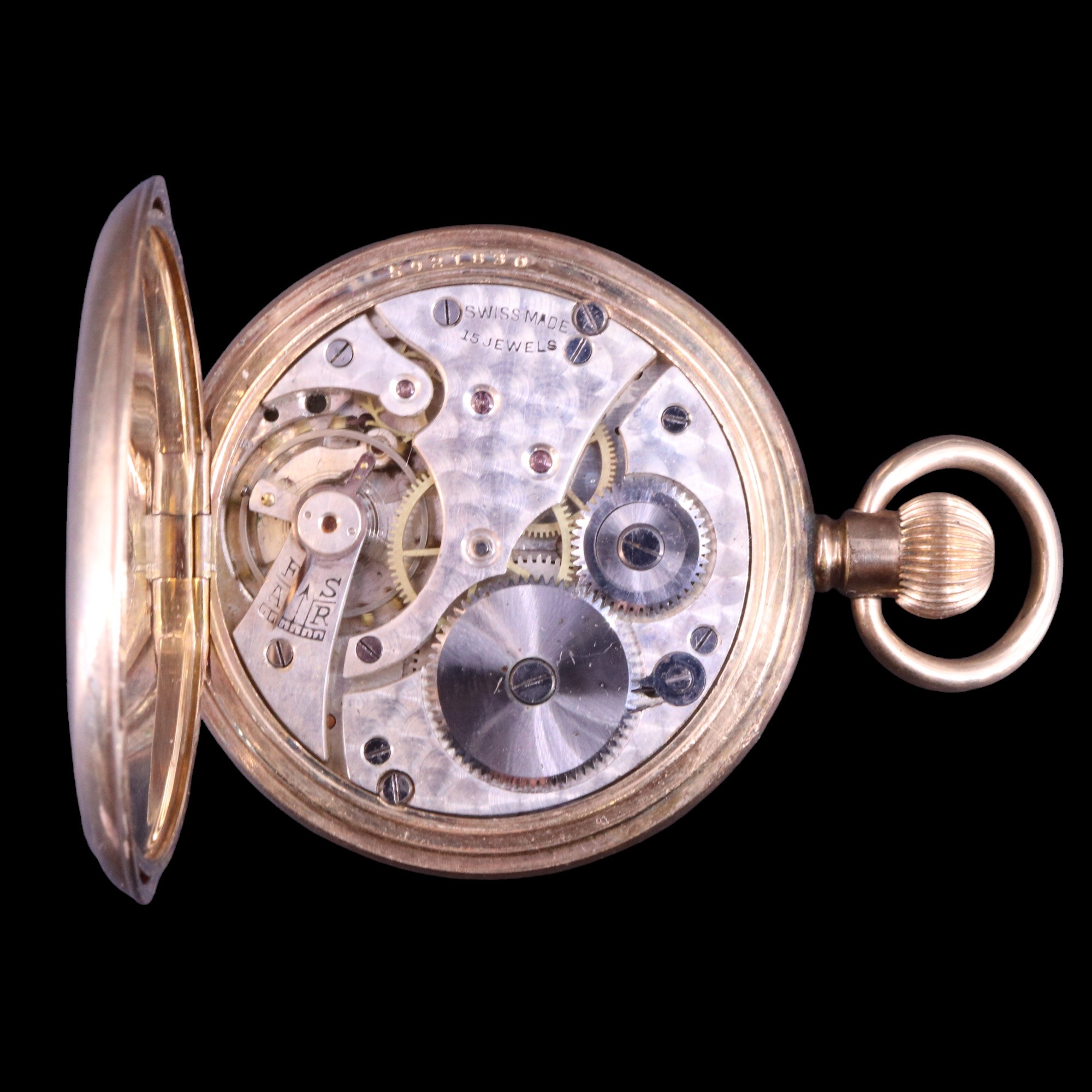 A late 19th / early 20th Century Elgin rolled-gold hunter pocket watch, having a crown-wound 15 - Image 3 of 5