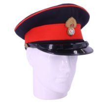 A QEII British army officer's forage cap by Moss Bros of Covent Garden, bearing a bullion Royal